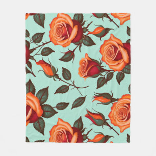 Couverture Polaire Roses oranges et rouges vibrantes