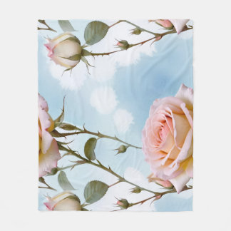 Couverture Polaire Roses pastel délicates sur un ciel dégradé