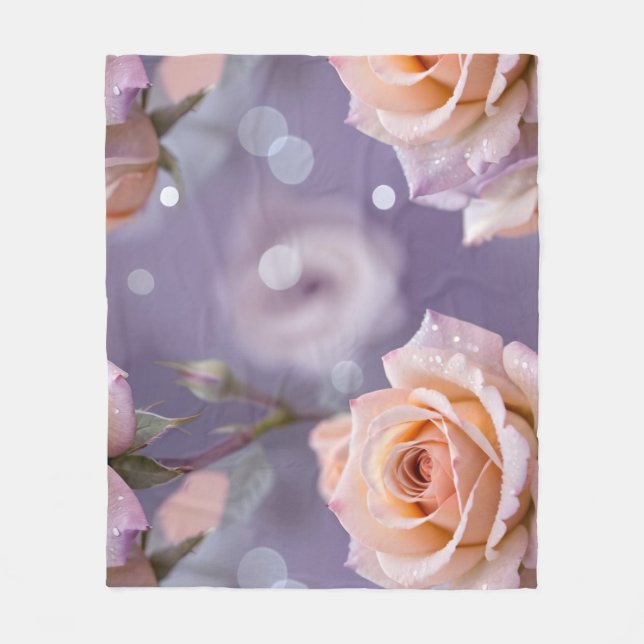Couverture Polaire Roses pastel doux dans des nuances de pêche et de  (Devant)