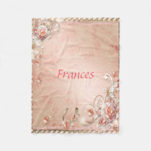 Couverture Polaire Roses roses, perles et pierres précieuses 