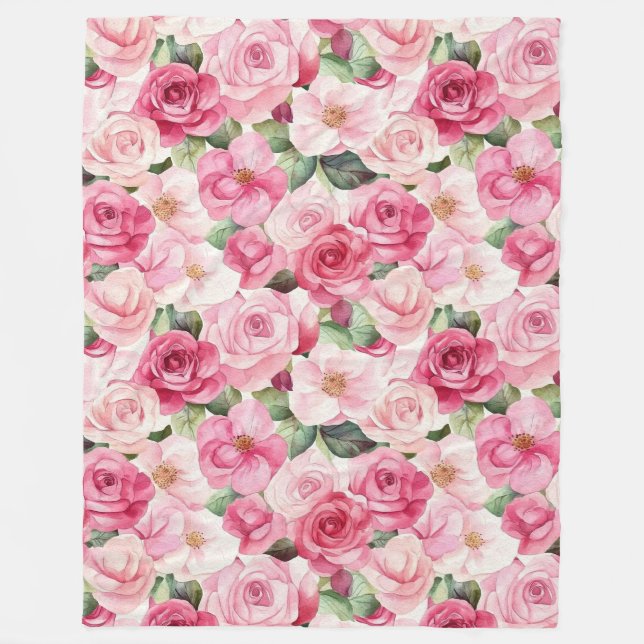 Couverture Polaire Roses roses romantiques Floral (Devant)