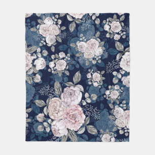 Couverture Polaire Roses roses roses Bleu foncé : Vintage