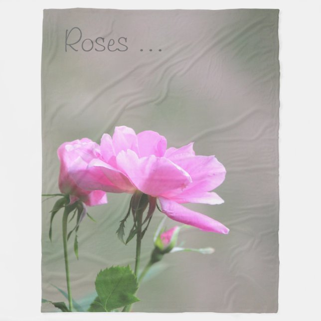Couverture Polaire Roses Roses Roses Roses Avec Fleece Gris Léger (Devant)