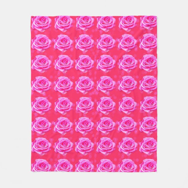 Couverture Polaire Roses Roses Roses Sur Arrière - plan Bokeh Rose, (Devant)