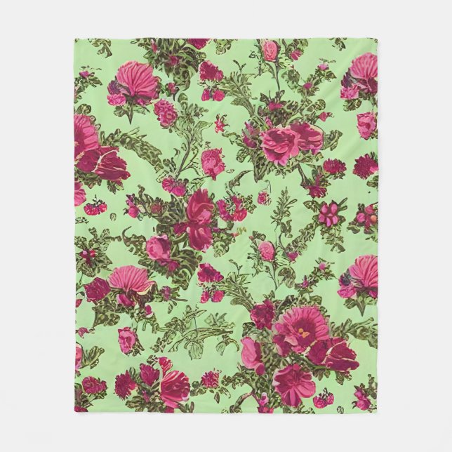 Couverture Polaire Roses roses victoriennes (Devant)