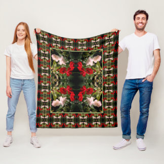 Couverture Polaire Roses Rouge et Blanc trempés Abstraits