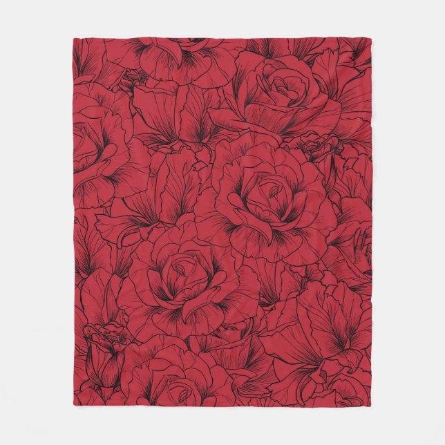 Couverture Polaire roses rouges motif sans soudure  (Devant)