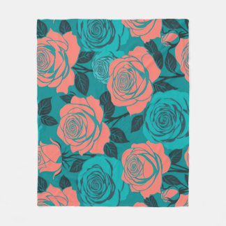 Couverture Polaire Roses stylisées audacieusement dans des nuances de