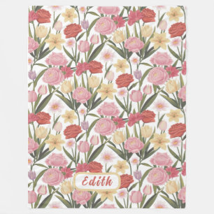 Couverture Polaire Roses, tulipes et lys