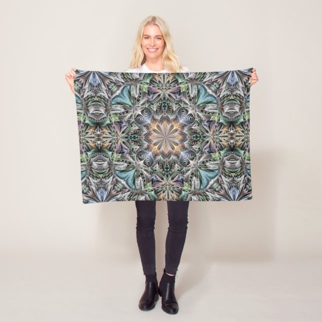 Couverture Polaire Rosette de jardin Abstraite à plusieurs couleurs (En situation)