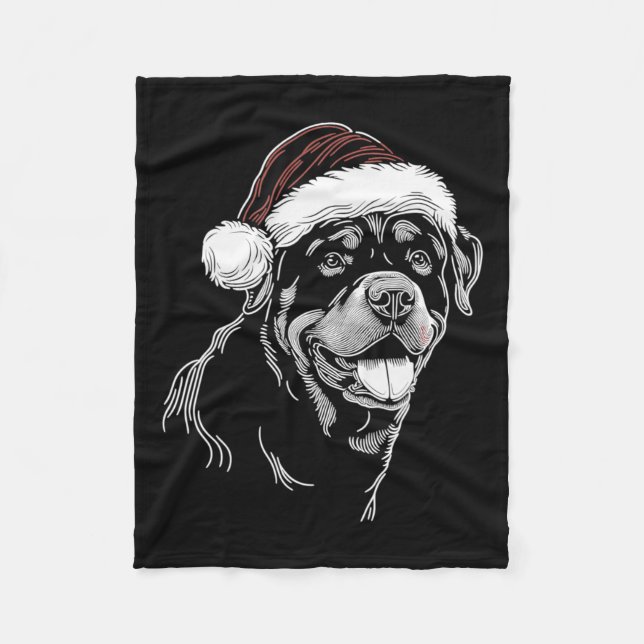 Couverture Polaire Rottweiler Chien Père Noël Chapeau Noël Noël Noël  (Devant)