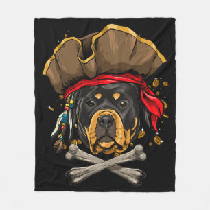 Couverture Polaire Rottweiler Dog Pirate Jolly Roger Flag Crossbones 