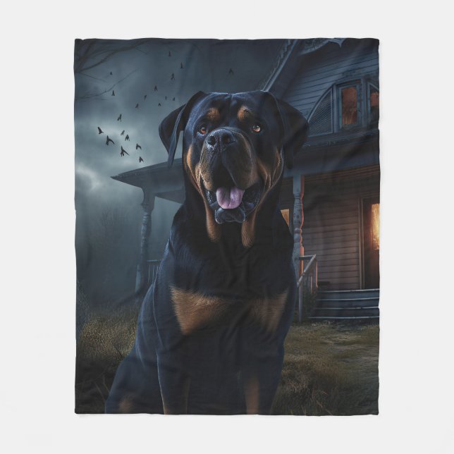 Couverture Polaire Rottweiler Halloween Effrayant  (Devant)