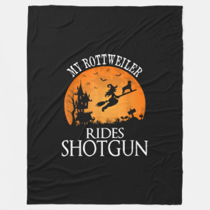 Couverture Polaire Rottweiler Rides Shotgun Amoureux des chiens Hallo