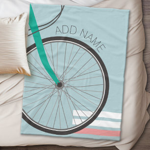 Couverture Polaire Roue de bicyclette de hippie avec le nom fait sur