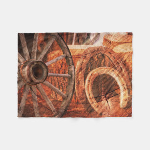 Couverture Polaire Roue en Wagon Rustique Horseshoes Style Occidental