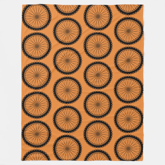 Couverture Polaire Roue VTT - Noir sur Orange (Devant)