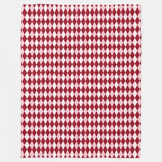 Couverture Polaire Rouge Argyle Cramoisi Rose Petit Diamant Forme (Devant)