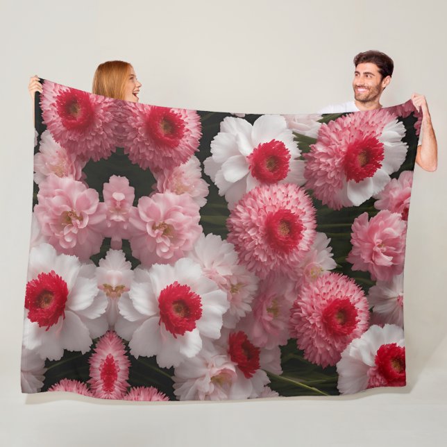 Couverture Polaire Rouge Armeria Fleece Blanche - Luxuriante Haute (En situation)