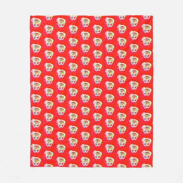 Couverture Polaire Rouge avec de petits motifs d'art (Devant)