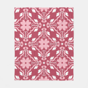 Couverture Polaire Rouge, beige à fleurs, papier peint motif sans cou