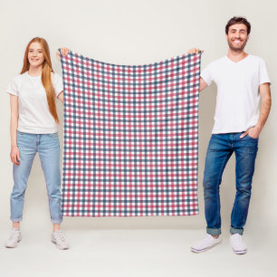 Couverture Polaire Rouge blanc bleu plaid