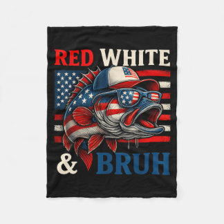 Couverture Polaire Rouge Blanc Bruh Patriotique Amérique Pêche 4