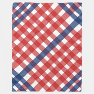 Couverture Polaire Rouge, blanc et bleu En vichy plaid Americana