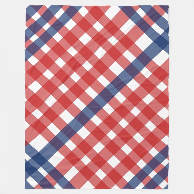 Couverture Polaire Rouge, blanc et bleu En vichy plaid Americana (Devant)