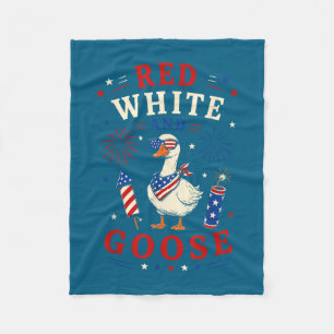 Couverture Polaire Rouge blanc et oie 4 juillet