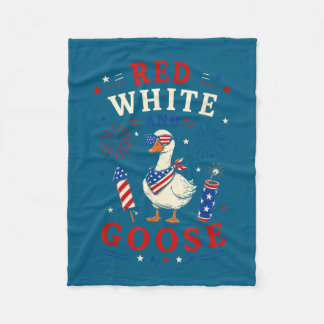 Couverture Polaire Rouge blanc et oie 4 juillet