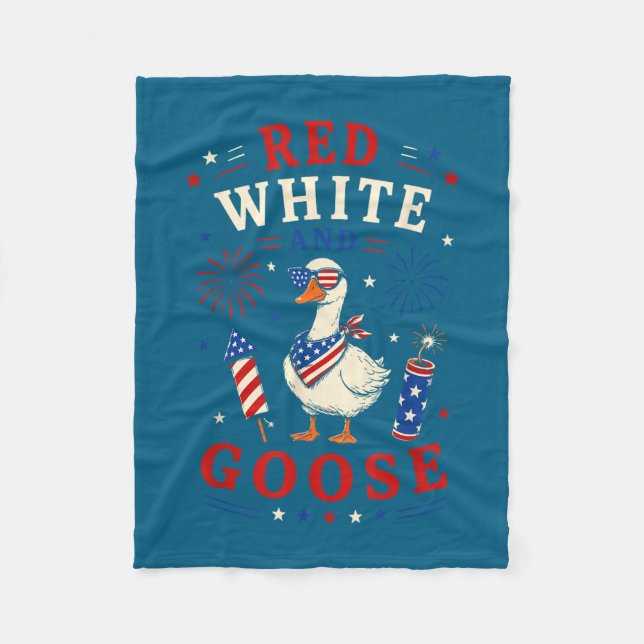Couverture Polaire Rouge blanc et oie 4 juillet  (Devant)
