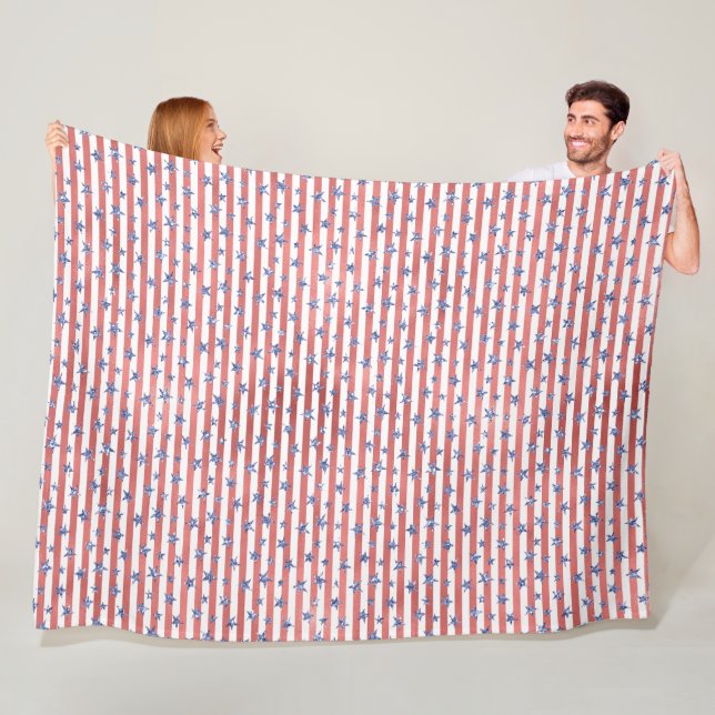 Couverture Polaire Rouge Blanc Parties scintillant Bleu Étoiles Rayur (En situation)