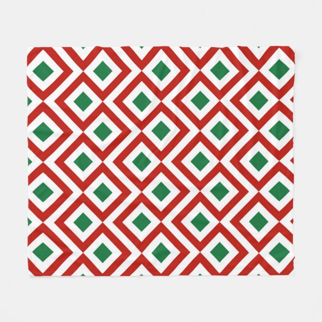 Couverture Polaire Rouge, blanc, vert méandre (Devant (Horizontal))