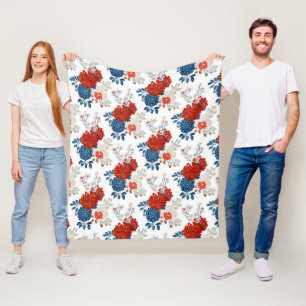 Couverture Polaire Rouge Bleu Blanc Floral Patriotique (4)