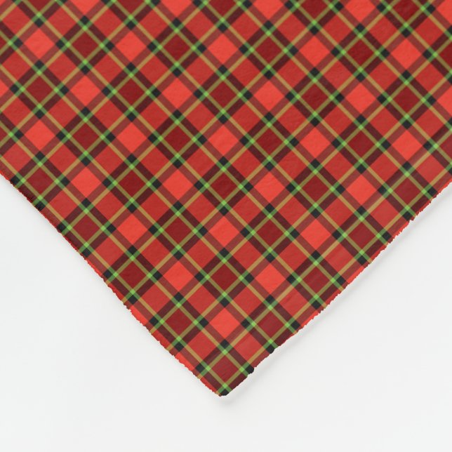 Couverture Polaire Rouge brillant et citron vert Noël Plaid (Coin)