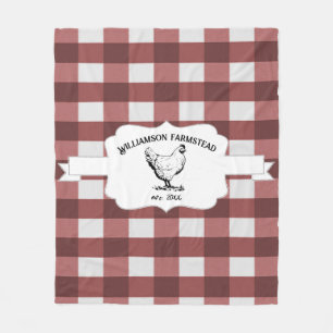 Couverture Polaire Rouge Buffalo Plaid Farm Poulet polaire Blanche