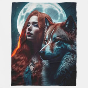 COUVERTURE POLAIRE ROUGE CANIS LUPIS (LOUP)