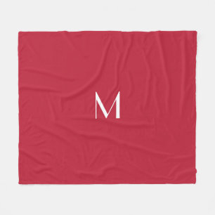 Couverture Polaire Rouge cardinal -monogrammé   