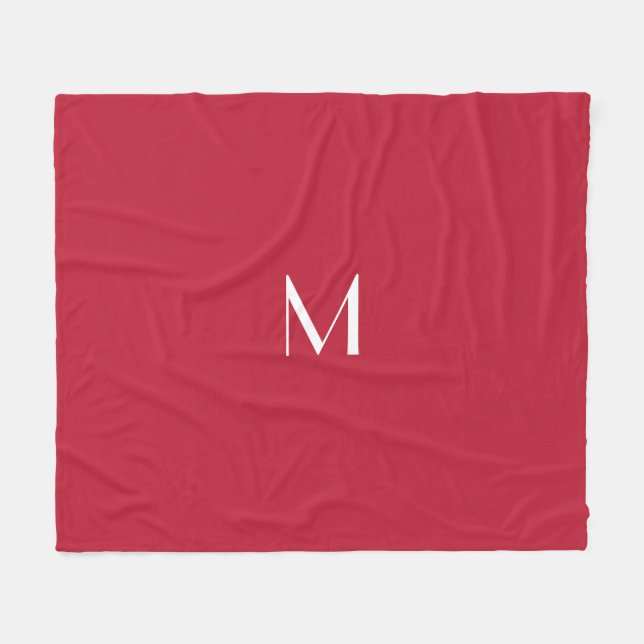 Couverture Polaire Rouge cardinal -monogrammé    (Devant (Horizontal))