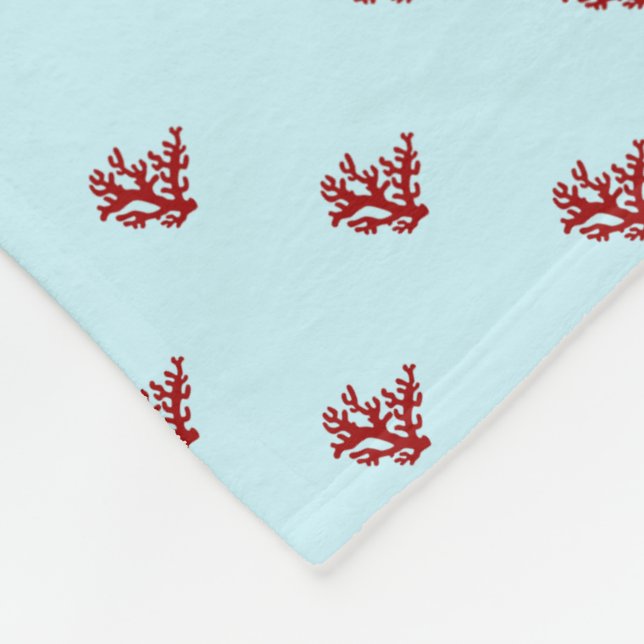 Couverture Polaire Rouge Coral bleu clair polaire (Coin)
