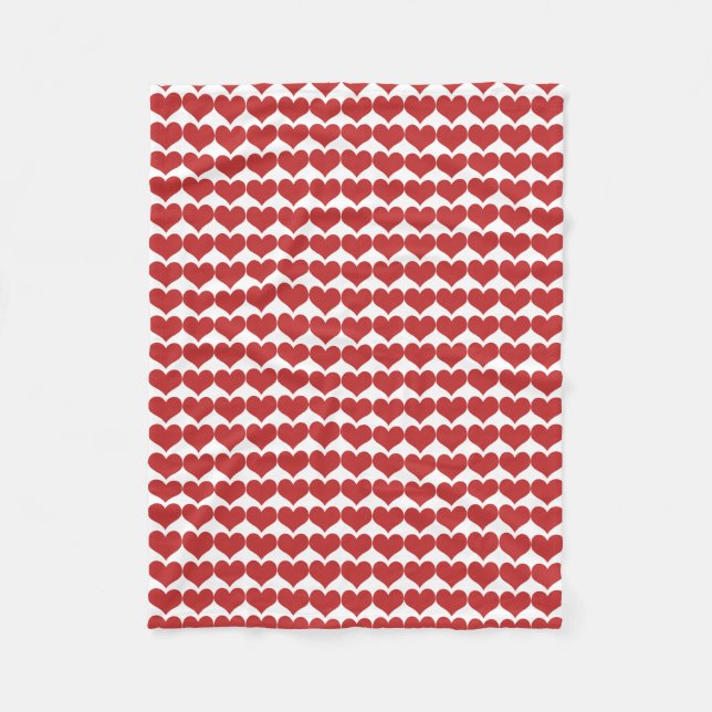 Couverture Polaire Rouge Cute Coeurs Motif Blanche polaire (Devant)