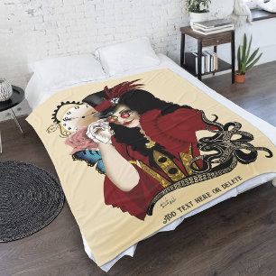 Couverture Polaire Rouge Dame Victorienne Steampunk Pieuvre Vintage
