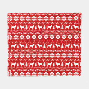 Couverture Polaire Rouge de motif de Noël de silhouettes d'épagneul