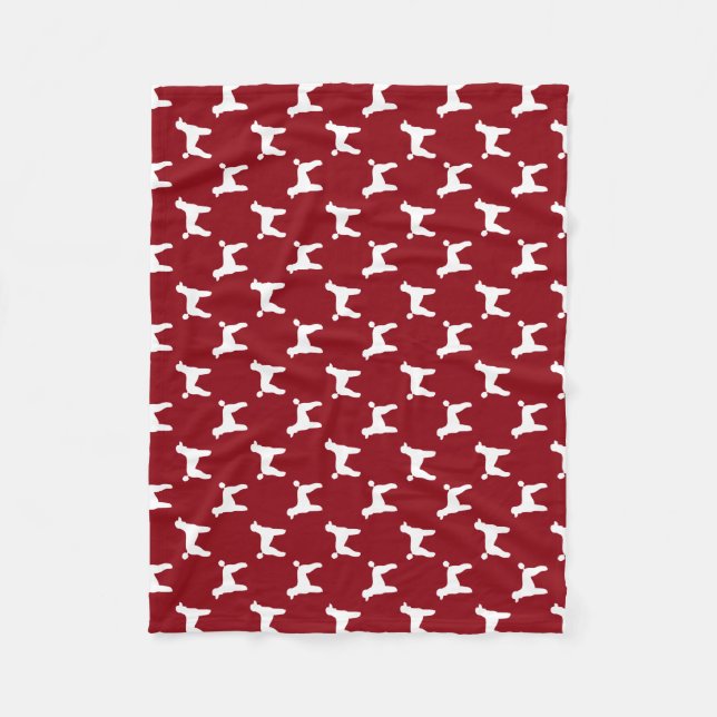 Couverture Polaire Rouge de motif de silhouettes de caniche standard (Devant)