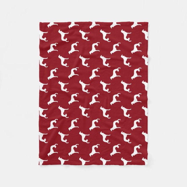Couverture Polaire Rouge de motif de silhouettes de Saluki (Devant)