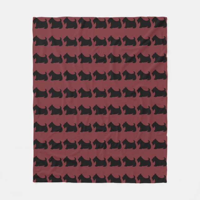 Couverture Polaire Rouge écossaise Terrier polaire Blanche (Devant)