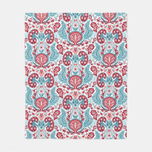 Couverture Polaire Rouge et Teal de damassé de rein