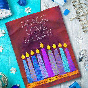 Couverture Polaire Rouge Hanoukka Menorah bougies Paix Amour Lumière 