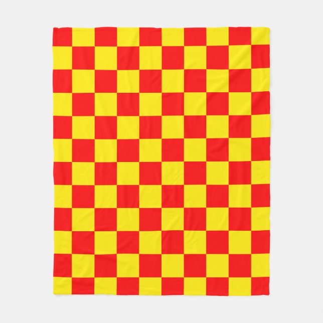 Couverture Polaire Rouge Jaune Chèque À damiers Motif Design (Devant)